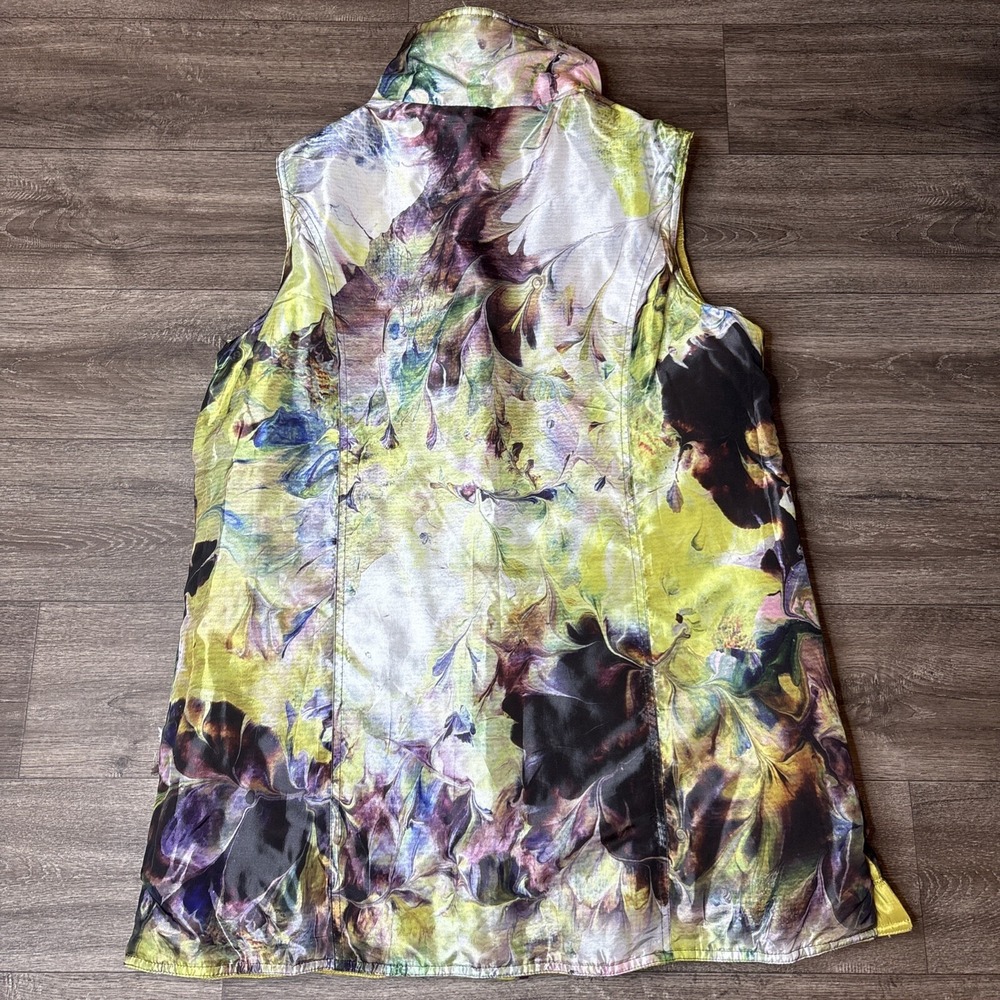 UbU Women Large Puffer Vest Multicolor Abstract Print Zip Front Reversible - Picture 4 of 10